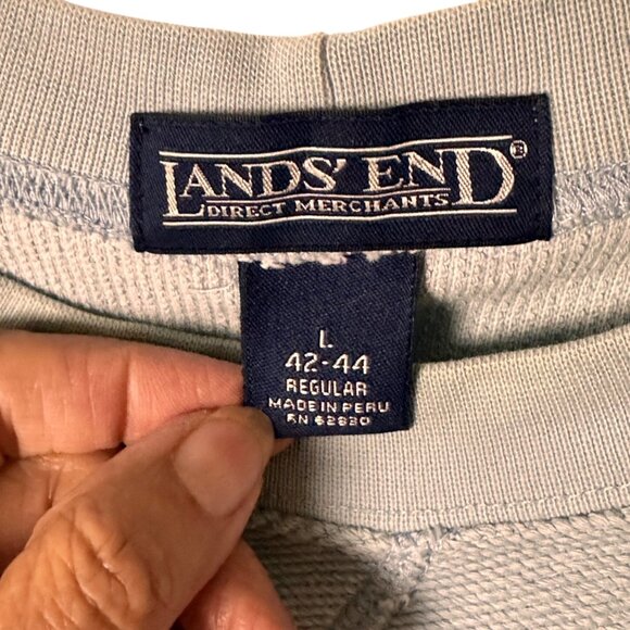 Lands End Large Mens Light Blue Casual Crewneck Sweatshirt - Picture 4 of 12